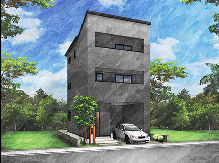 ビルトインガレージのある3階建て 暮らしを選ぶ ポラスで建てる埼玉 千葉のローコスト注文住宅モクハウス